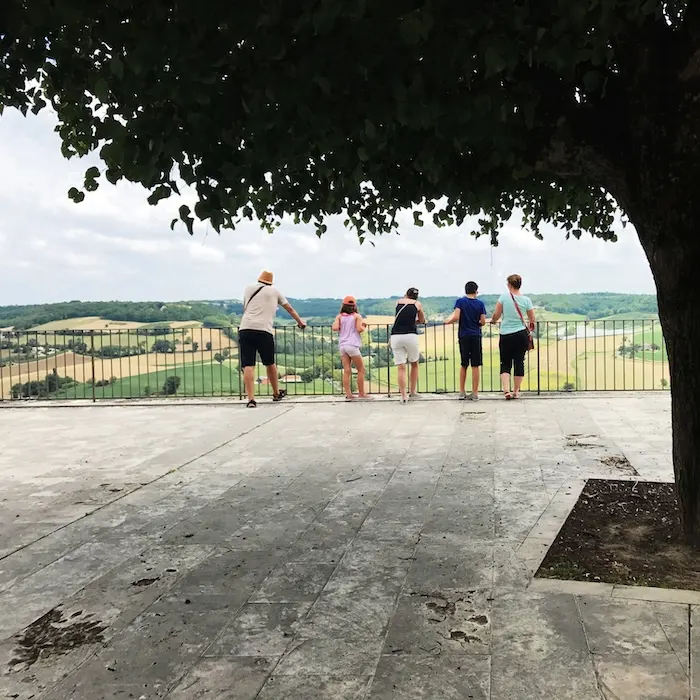 Family at the Lauzerte viewpoint