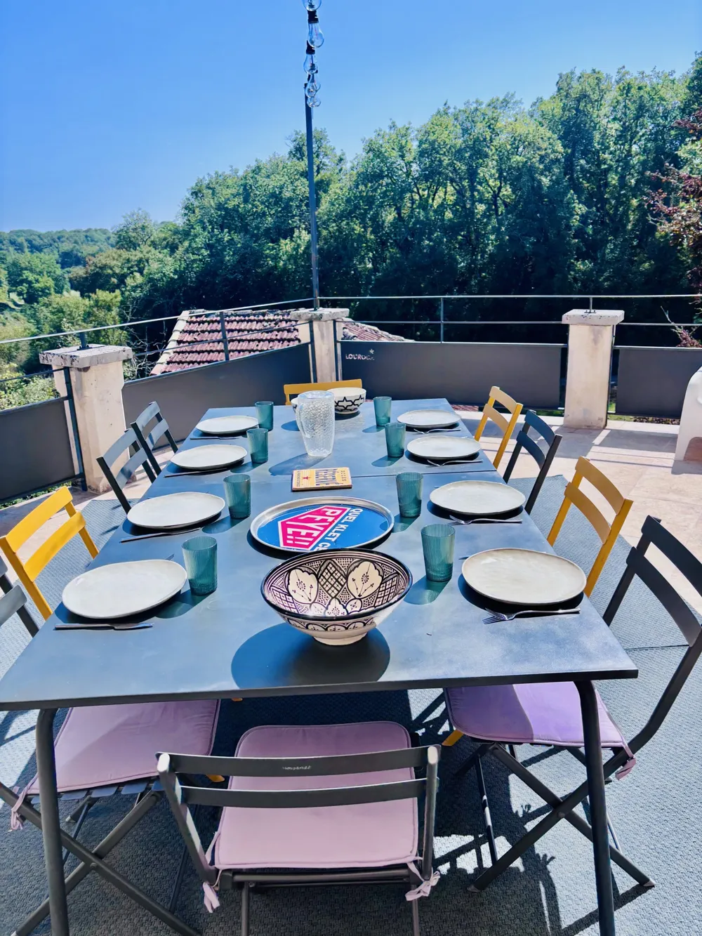 Table set on the upper terrace